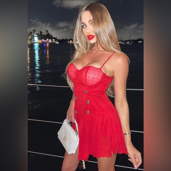 Chic Red Mini Dress - Picture 2 of 6